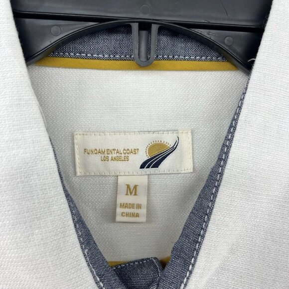Fundamental Coast Los Angeles Shirt Mens M White Button Up Short Sleeves Woven - Picture 10 of 13